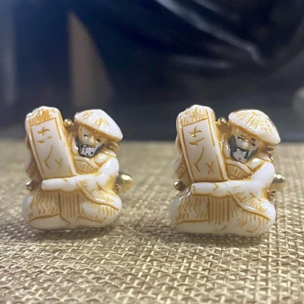 Vintage Sheilds Oriental Man Themed Cufflinks